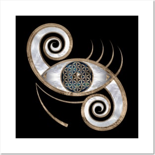 Flower of Life - Eye Swirl Ornament Pearl Posters and Art